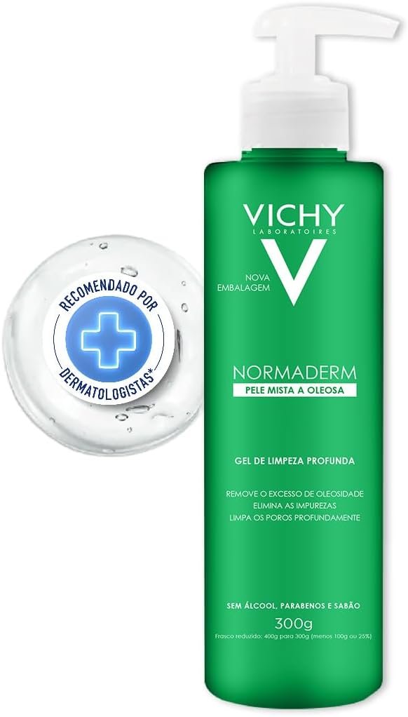 Vichy Normaderm Gel de Limpeza Profunda, com Ácido Glicólico e Salicílico, 300g